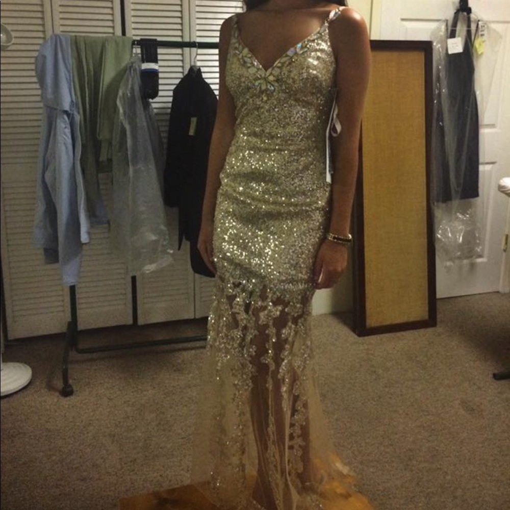 Prom / homecoming gold sequin glitter dress